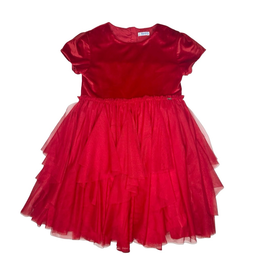Mayoral Red Voile Velvet And Tulle‎ Dress